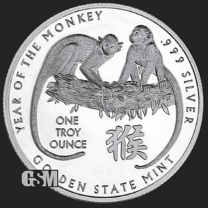 1 oz LUNAR Year of the MONKEY .999 Fine Silver Round BU GSM - IN STOCK!! - Picture 1 of 3