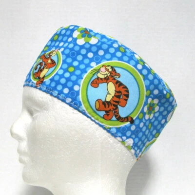  Mens Scrub Hat Tigger in Circles, Surgical Cap, Skull Scrub Cap Hook Loop Close - Image 1 of 4