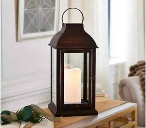 Home Reflections, 23" Lantern With Color Morphing Pillar, Rust - Picture 1 of 3