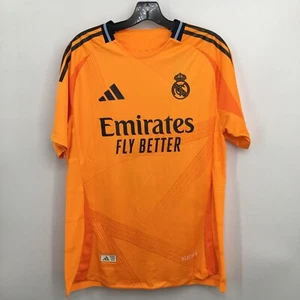 Kylian Mbappe Real Madrid 2024-2025 Soccer Jersey Men's Large Orange Adidas - Picture 1 of 11
