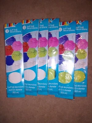 Tissue paper flower Pom poms LOT of 6 packages Green and white NEW - Image 1 of 4
