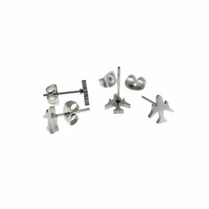 Stainless Steel Earrings - Airplane Studs - 8mm - 2 Pieces 1 Pair - ER939 - Picture 1 of 1