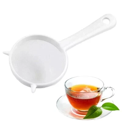 7cm Fine Tea Strainer Mesh Sieve Filter for Coffee Juice Food White Plastic - Image 1 of 4