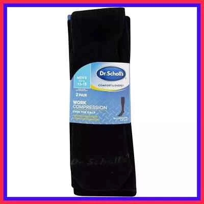 NUEVO Dr. Scholls 2 PARES Diabetes Trabajo Compresión Sobre la pantorrilla Calcetines 13-15 Negro Foto 1 de 4