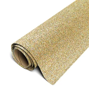 Siser Glitter HTV 11.8"x10ft Roll - Iron on Heat Transfer Vinyl (Gold Confetti) - Picture 1 of 4