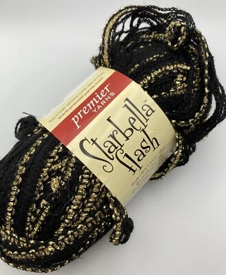 1 Skein Premier Yarns Starbella Flash Yarn Color Gilded Black & Gold Glitter - Image 1 of 4