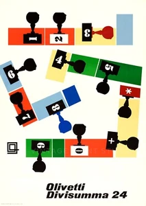 Máquina de escribir Olivetti Divisumma 24 publicidad italiana giclee lienzo impresión 14x20 - Imagen 1 de 3