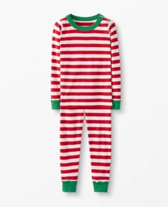 NWT Hanna Andersson Christmas Red White Stripped Cotton Pajamas Sz 18-24M - Picture 1 of 3