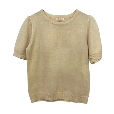 Top Skies Are Azul Crema Tejido Manga Abullonada Cuello Redondo M Silencioso Lujo Suave Utilidad Foto 1 de 4