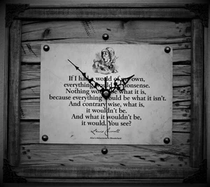 Handmade Wall Clock – Alice in Wonderland Quote | Upcycled Wood | Vintage Decor - Picture 1 of 12