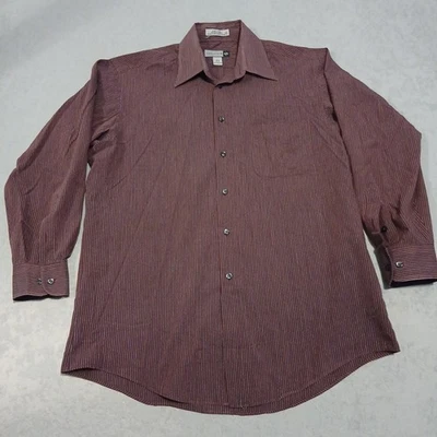 Savile Row Men's Dress Shirt 15.5 32/33 Red Stripped Front Pocket Long Sleeve - Image 1 of 4