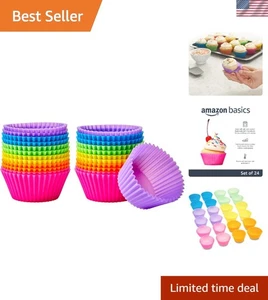 Confezione 24 Tazze Da Forno In Silicone Antiaderenti Riutilizzabili - Senza BPA e Lavabili in Lavastoviglie - Foto 1 di 6