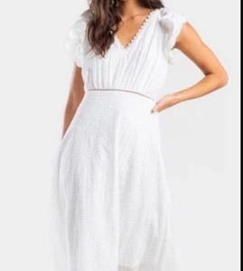 Francescas Blue Rain Eyelet Lace Dress Med Flutter Coquette Girly Romantic Frill - Picture 1 of 12