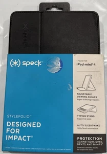 Speck Products StyleFolio Slim Case & Stand for iPad Mini 4 Black Drop Resistant - Picture 1 of 4