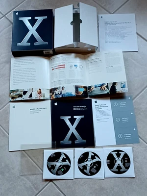 2003 Mac OS X Panther 10.3 Operating System 1,2 &3 Disc BIG BOX RETAIL M9227LL/A - Image 1 of 4