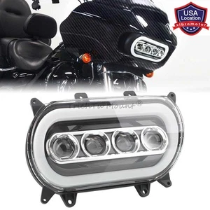 Motorcycle LED Headlight Hi/Low Projector DRL for Harley Road Glide CVO 15-23 - Picture 1 of 22