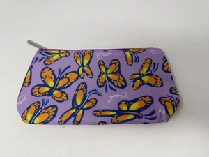 Clinique Purple Butterfly Cosmetic Makeup Travel Bag, Toiletry Zipper Pouch Case - Picture 1 of 3
