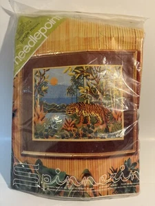 Vintage Spinnerin Jungle Moon Printed Needlepoint Kit Read Description - Picture 1 of 6