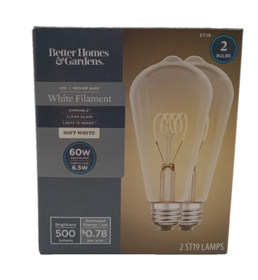 Better Homes & Gardens LED Vintage Style Light Bulb St19 60 Watts Soft White  - Image 1 of 4