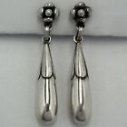 FINE VINTAGE GEORG JENSEN DENMARK STERLING SILVER FLOWER DANGLE DROP EARRINGS