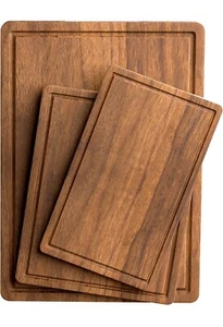 Schneidebretter aus Akazienholz 3er Set für Küche, großes Schneidebrett aus Holz mit - Bild 1 von 8