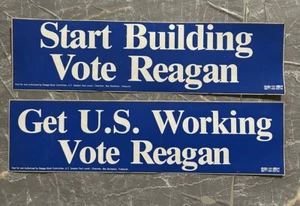 2 Vintage President Ronald Reagan Presidential Campaign Bumper Stickers - Picture 1 of 2
