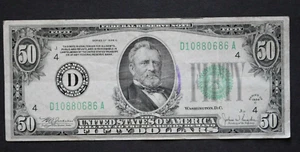 1934C $50 Federal Reserve Note/Cleveland/F-2105D/rare/FREE SHIPPING - Picture 1 of 15
