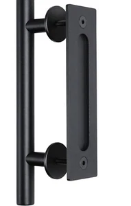 U - Max 12” Full & Flush Door Handle. New Black Mat Finish. Heavy Barn Closet - Picture 1 of 6