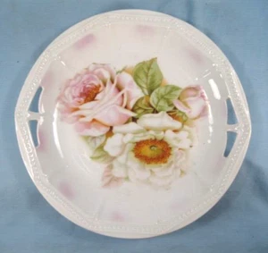 P K Silesia Cake Cookie Plate Roses Decorative Porcelain Vintage - AS IS - Picture 1 of 5
