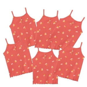 Lot of 6 Cat & Jack Girls Coral Floral Rib Knit Bundle Tank Top Large 10/12 - Picture 1 of 2