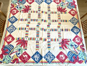 Mantel vintage Southwestern estampado de algodón cerámica cactus sombrero 48" x 48" - Imagen 1 de 4
