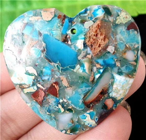 39x38x6mm Blau Meer Sediment Jaspis Liebe Herz Anhänger Perle HL79139 - Bild 1 von 1