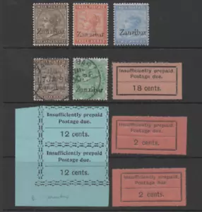 ZANZIBAR USEFUL 10 STAMPS MINT & USED WITH FAULTS smaller z and r reversed q - Picture 1 of 4