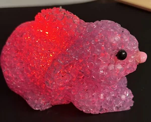 Lovely Vintage Pink Bunny Flashing Red And Blue. Soft Popcorn plastic. H3”xL4” - Picture 1 of 6