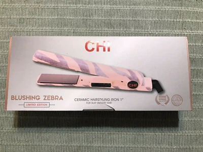 CHI BLUSHING ZEBRA LIMITED EDITION 1" CERAMIC HAIR CURLING IRON NIB - Image 1 of 3