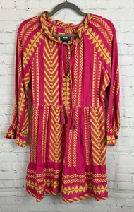 MAEVE BY ANTHROPOLOGIE Dominique pink yellow boho cotton rayon dress XS NWOT - Picture 1 of 7