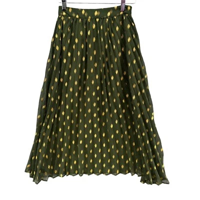 Falda plisada a lunares rosa sin fin verde dorado metálico cremallera lateral talla XS Foto 1 de 4