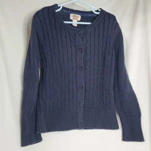 Girls Cat & Jack School Uniform Navy Blue Button Up Cable Knit Cardigan S 6 6X - Picture 1 of 6