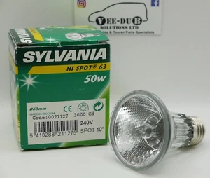 Sylvania Hi-Spot 63 50W lampadina alogena lampada 240V E27 ES vite NUOVO dimmerabile - Foto 1 di 6