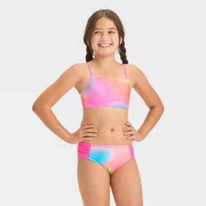 Cat & Jack Girls' Rainbow Sparkle Rash Guard Top Only - Picture 1 of 4