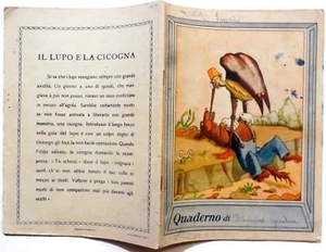 QUADERNO VINTAGE NOTE BOOK IL LUPO E LA CICOGNA FIABA FAVOLA - Picture 1 of 1