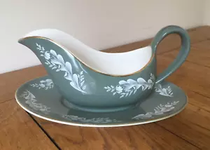 Vintage Lord Nelson Pottery Gravy Boat Sage Green White Leaf Elijah Cotton - Picture 1 of 11
