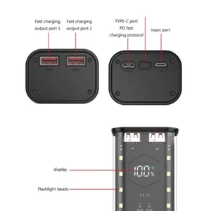 Detachable Power Banks Box Battery Charging Case 4x21700 Outer Case Storage Box - Afbeelding 1 van 10