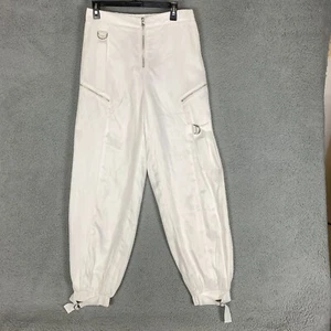 Tiger Mist Elite Moto Pants Womens Large White High Waisted Cargo Preppy NWT $90 - Picture 1 of 14