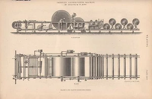 1874 PRINT ~ WEAVING ~ IMPROVED SLASHER SIZING MACHINE by HACKING & Co - Imagen 1 de 2