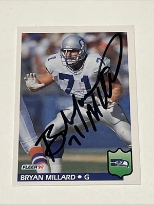 SIGNED 1992 Fleer football #395 Bryan Millard IP autograph card - Image 1 of 2