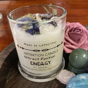 Intention Candle/Attract Positive Energy/Spiritual Candle/Crystal And Herb Candl - Picture 1 of 6