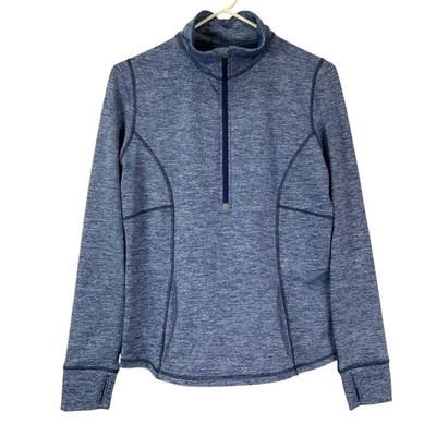 Pullover Lucy Tech Azul Jaspeado Cuarto Cremallera Manga Larga Atlético Para Mujer M Foto 1 de 4