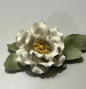 Vintage Capodimonte Porzellan Weiße Rose Blume Italien - Bild 1 von 5