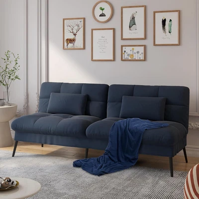 Sofá-cama futon conversível, 68′′ sofá futon de tecido com encosto ajustável, dobrável - Imagem 1 de 4